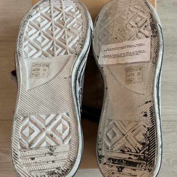 All Saints Men's Distressed Canvas High Top Graphite Sneakers - Picture 3 of 4